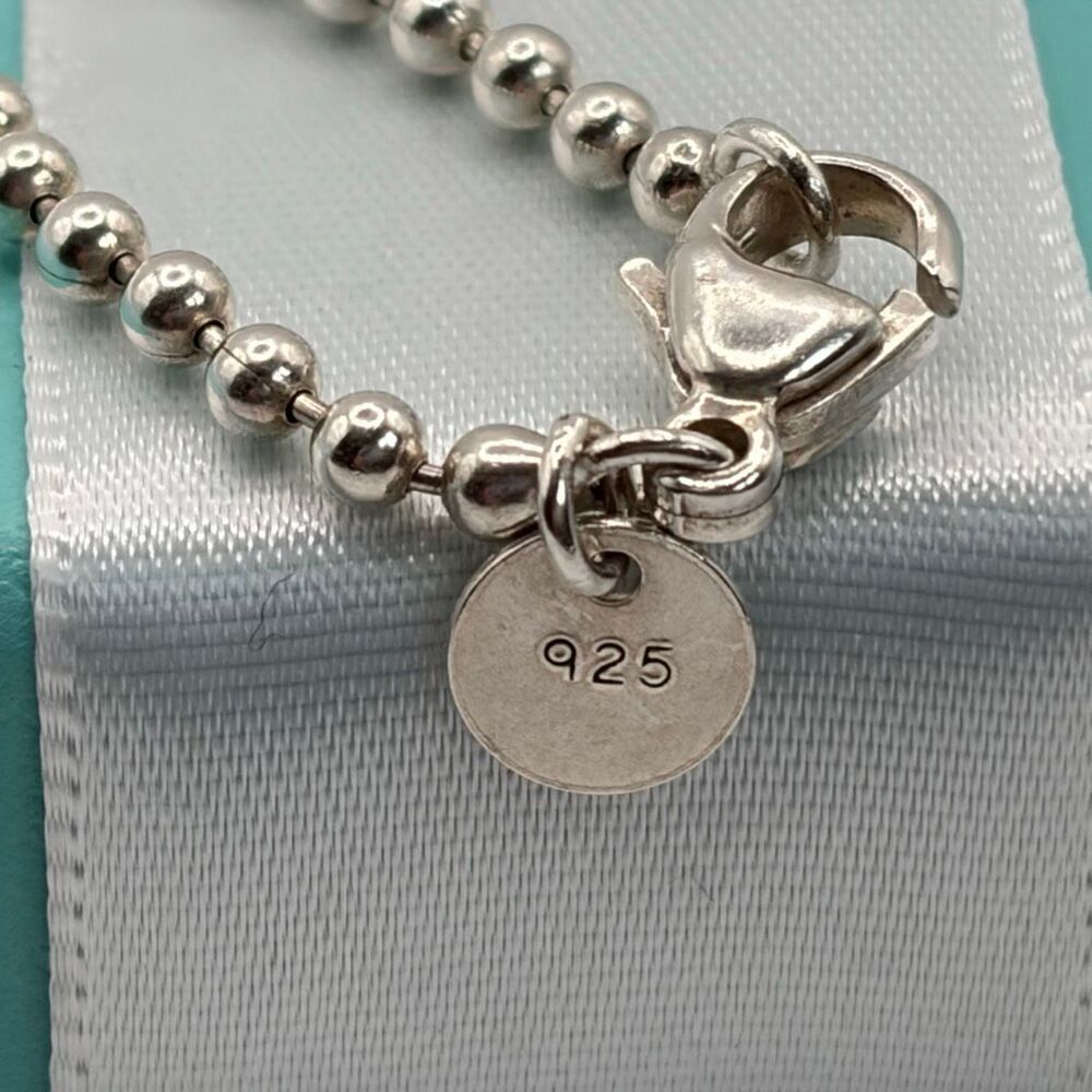 Tiffany & Co. Beaded 34” Chain Return to Tiffany Heart Tag Necklace in Silver - Picture 6 of 9